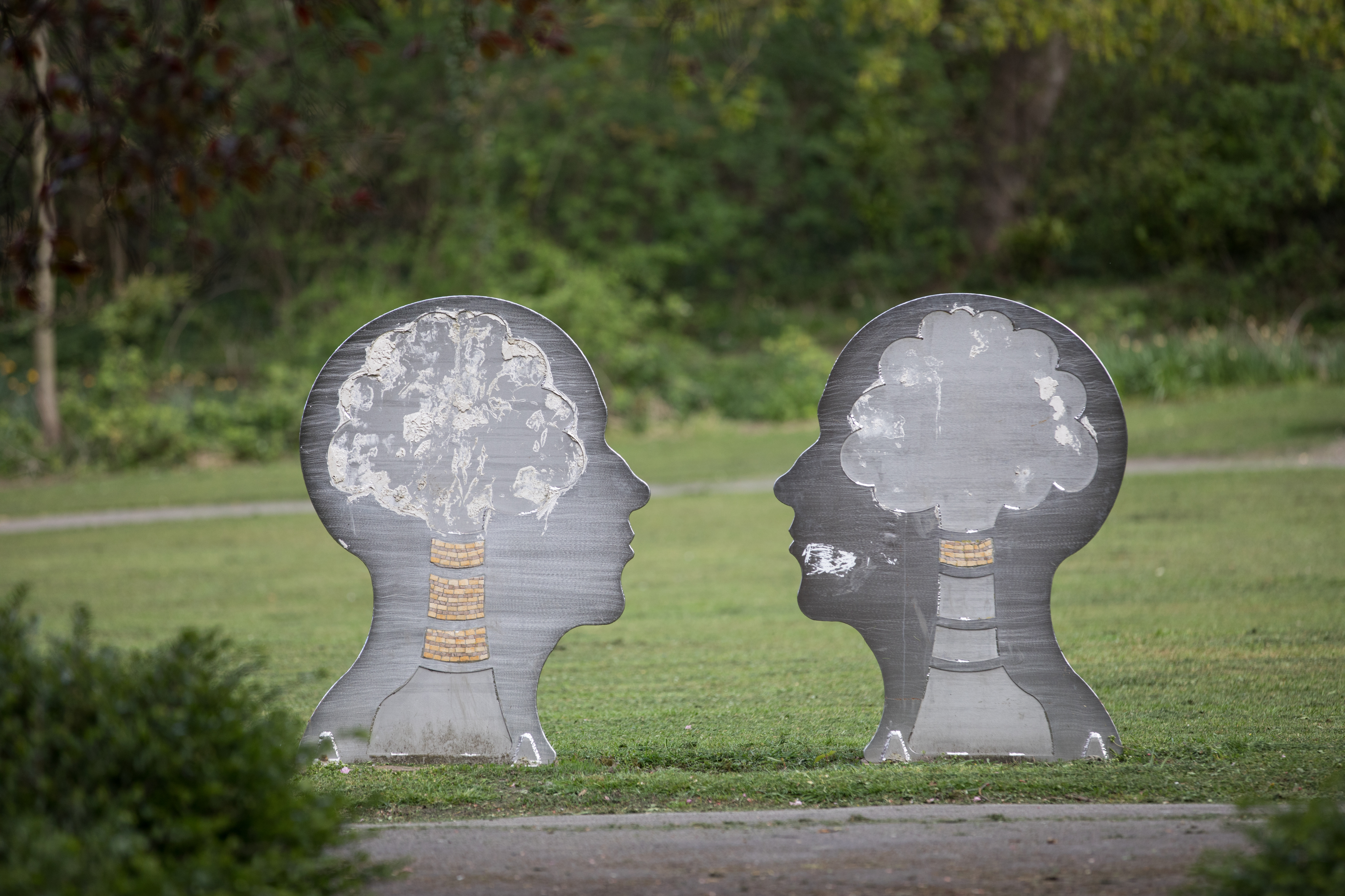 Two Sculptures. Heads in High Hazels Park